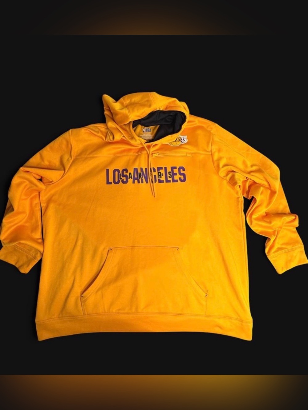 Los Angeles Lakers NBA Menβs 3XL Gold Pullover Hoodie Purple Logo 3X